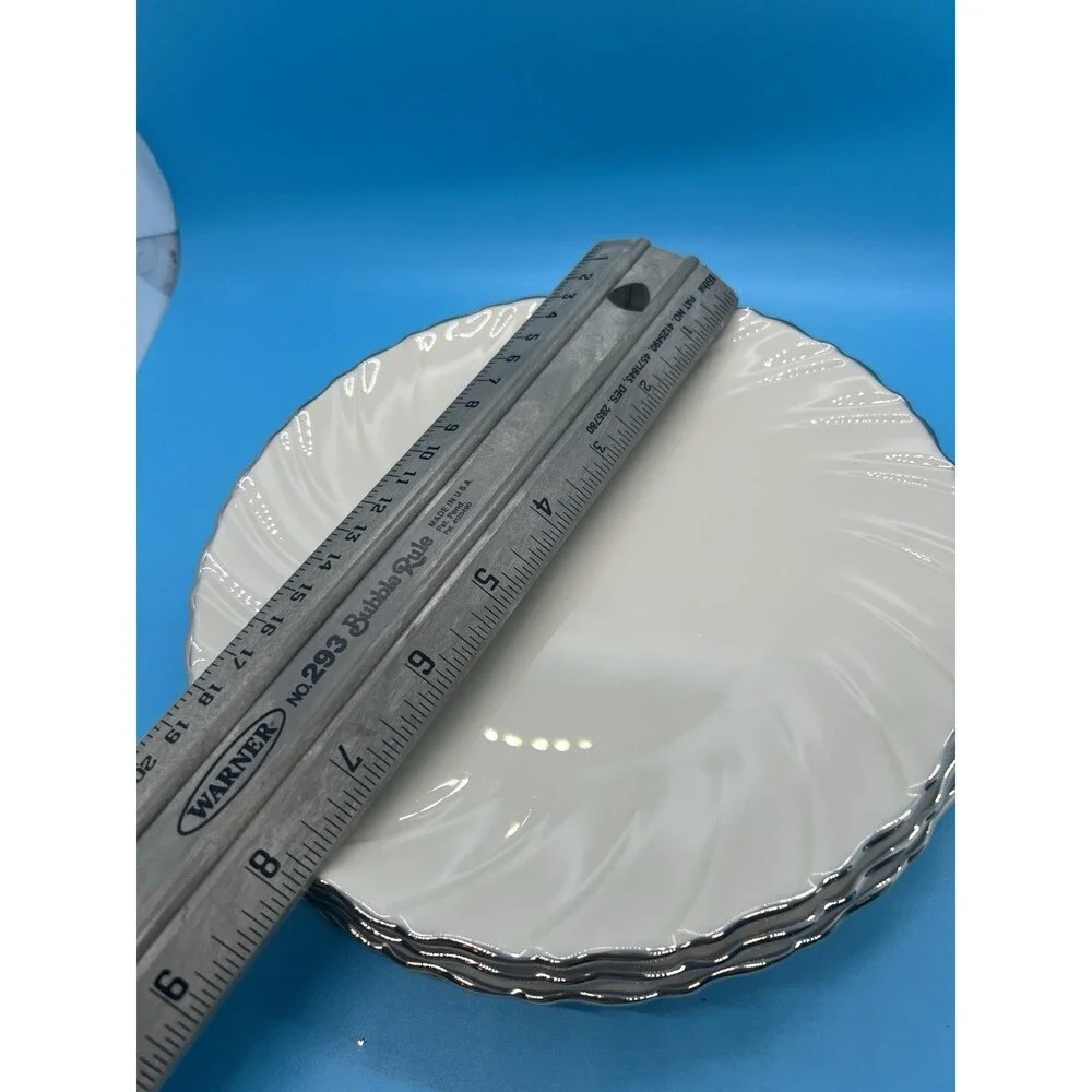 4 Lenox Weatherly salad Plates 8” dish plate silver white swirl fine china usa